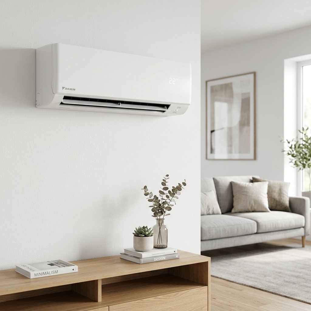 Clean modern wall-mounted air conditioner